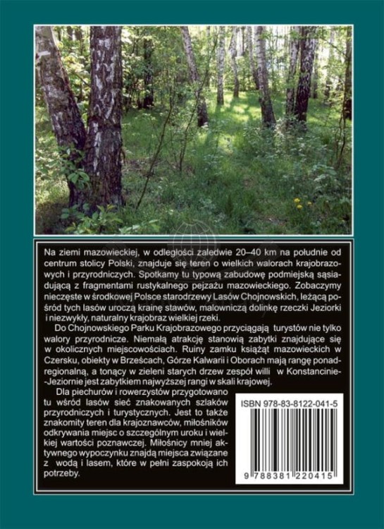 Chojnowski Park Krajobrazowy. Przewodnik wydawnictwa Rewasz. Okładka tył