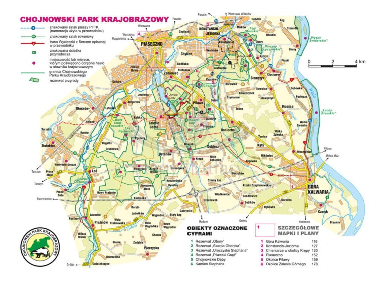 Chojnowski Park Krajobrazowy. Przewodnik wydawnictwa Rewasz. Mapa z okładki