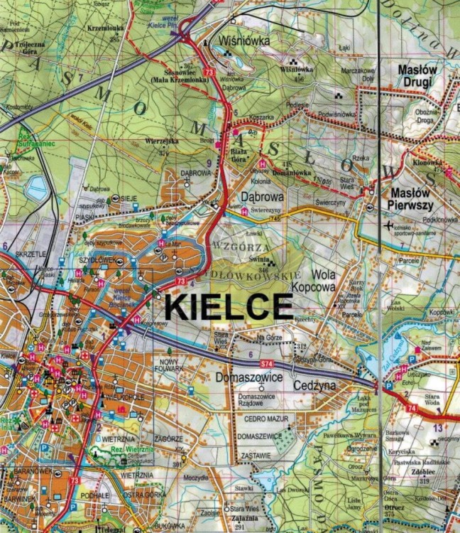 Góry Świętokrzyskie 1:75 000. Laminowana mapa turystyczna wydawnictwa ExpressMap. Fragment 2