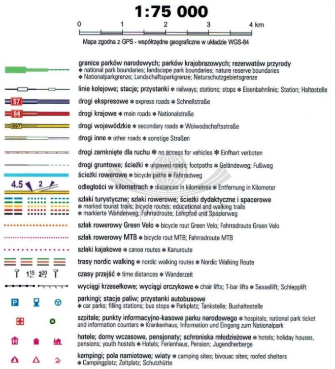 Góry Świętokrzyskie 1:75 000. Laminowana mapa turystyczna wydawnictwa ExpressMap. Legenda 1