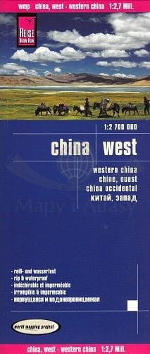 Chiny zachodnie 1:2 700 000. Wodoodporna mapa samochodowa. Reise Know-How
