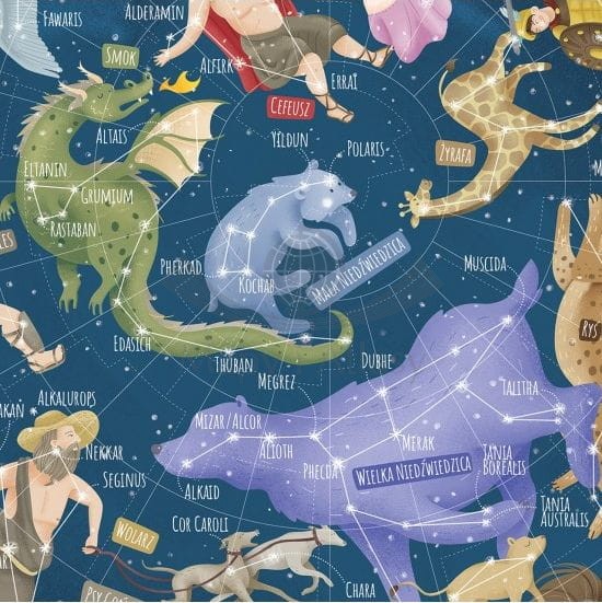Mapa Nieba Młodego Odkrywcy. Puzzle dla dzieci 200 elementów. Producent: ArtGlob. Fragment 2