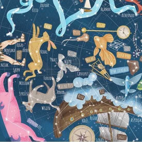 Mapa Nieba Młodego Odkrywcy. Puzzle dla dzieci 200 elementów. Producent: ArtGlob. Fragment 3
