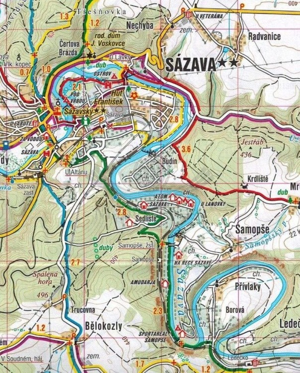 Środkowa dolina Sazawy / Stredni Posazavi, Kutna Hora. Mapa turystyczna 423 wydawnictwa Shocart. Fragment 1
