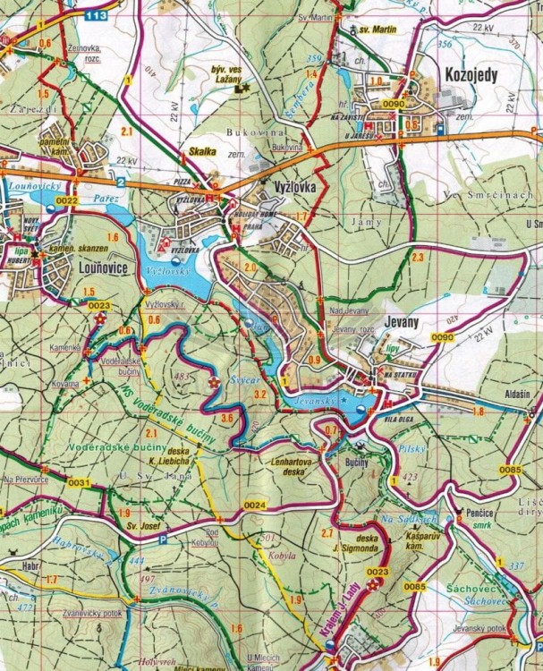 Środkowa dolina Sazawy / Stredni Posazavi, Kutna Hora. Mapa turystyczna 423 wydawnictwa Shocart. Fragment 2