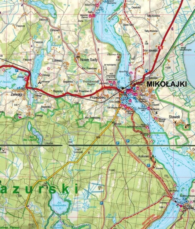 Mazury, część południowa 1:60 000. Laminowana mapa turystyczna wydawnictwa ExpressMap. Fragment 2
