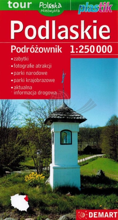 Województwo podlaskie. Laminowana mapa samochodowo-turystyczna wydawnictwa Demart. Okładka