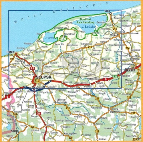 Wybrzeże Słowińskie 1:55 000. Słowiński Park Narodowy. Mapa turystyczna wydawnictwa Compass. Zasięg