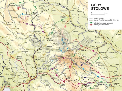 Góry Stołowe. Przewodnik wydawnictwa Rewasz. Mapa opisanych tras