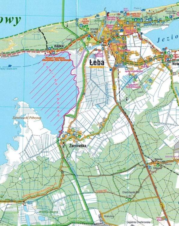 Wybrzeże Słowińskie 1:55 000. Słowiński Park Narodowy. Laminowana mapa turystyczna wydawnictwa Compass. Fragment 2
