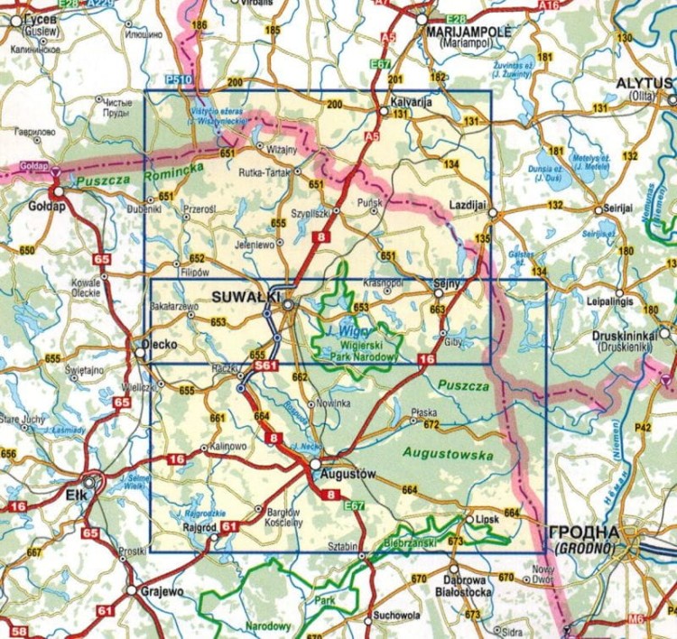 Suwalszczyzna. Laminowana mapa turystyczna wydawnictwa Compass. Zasięg