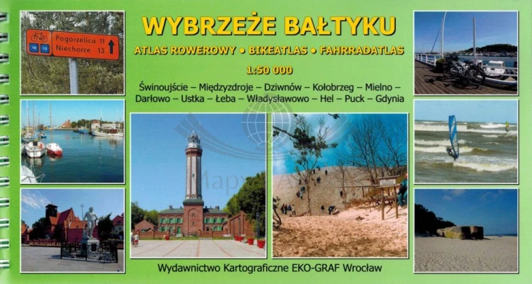 Wybrzeże Bałtyku 1:50 000. Laminowany atlas rowerowy wydawnictwa Eko-Graf. Okładka