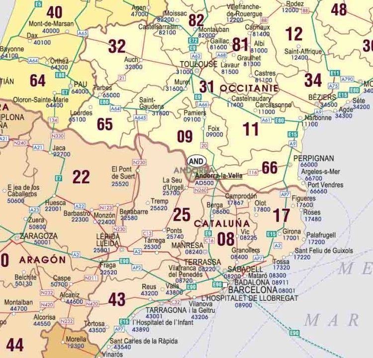 Europa 1:3 000 000. Mapa ścienna. Kody pocztowe. Wersja STRONG. Wydawnictwo Piętka. Fragment 3