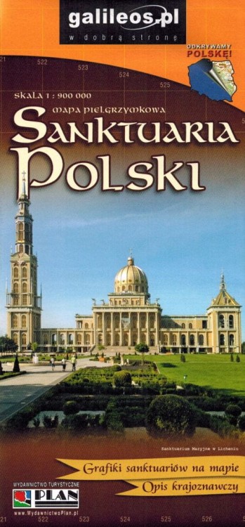 Sanktuaria Polski / Polska 1:900 000. Mapa turystyczna, pielgrzymkowa wydawnictwa Galileos. Okładka