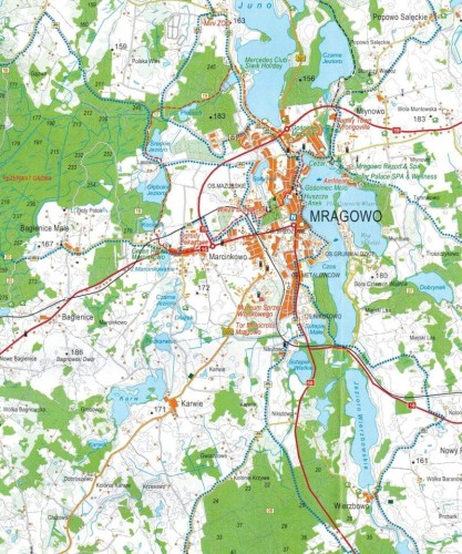 Mrągowo i okolice. Mapa turystyczna. Fragment