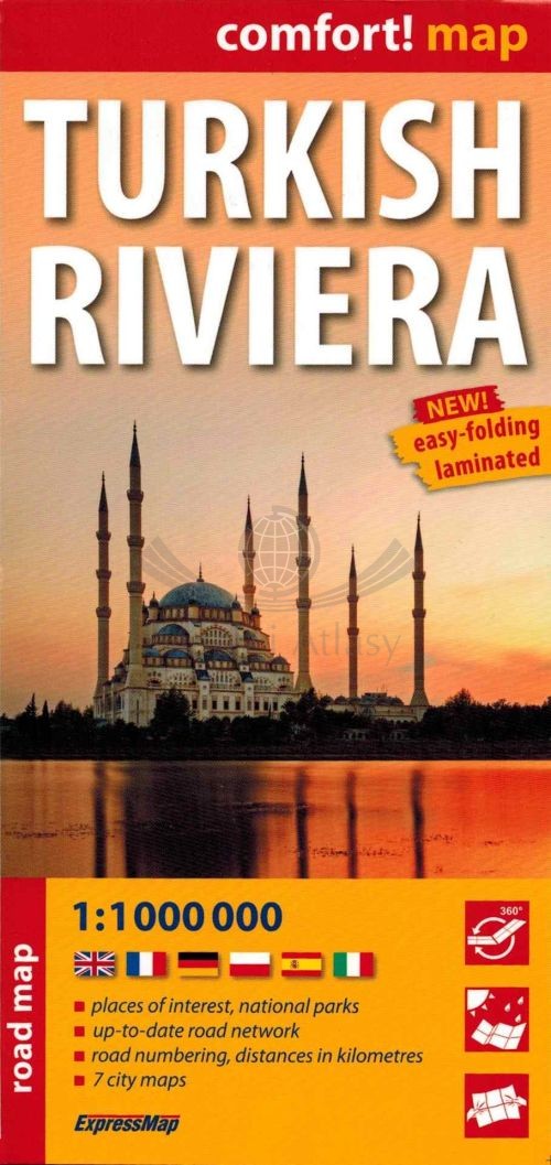 Turecka Riwiera 1:1 000 000. Laminowana mapa samochodowo-turystyczna. ExpressMap