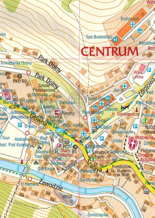 Szczawnica i Pieniny. Laminowana mapa turystyczna / Plan miasta wydawnictwa Gauss. Fragment 1