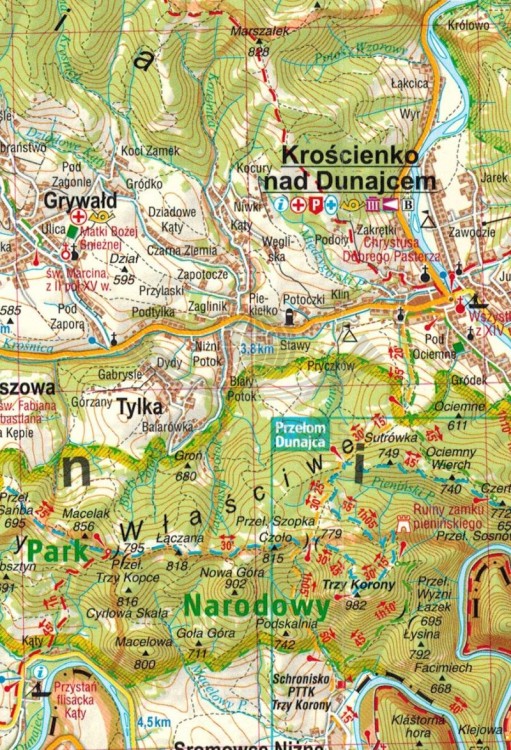 Szczawnica i Pieniny. Laminowana mapa turystyczna / Plan miasta wydawnictwa Gauss. Fragment 2