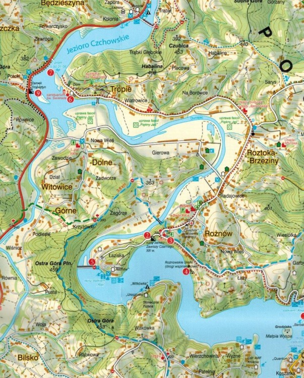 Jezioro Rożnowskie i okolice 1:25 000 / 1:50 000. Mapa turystyczna wydawnictwa WiT. Fragment mapy okolic 1