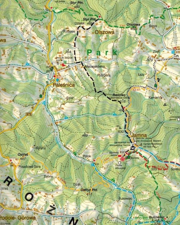 Jezioro Rożnowskie i okolice 1:25 000 / 1:50 000. Mapa turystyczna wydawnictwa WiT. Fragment mapy okolic 2