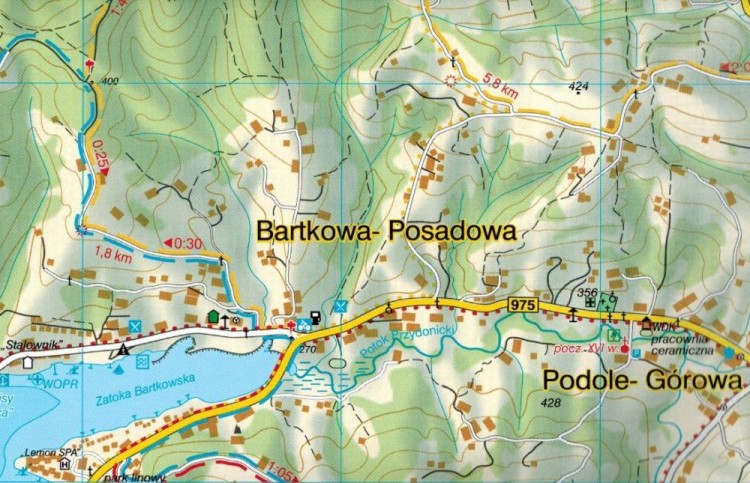 Jezioro Rożnowskie i okolice 1:25 000 / 1:50 000. Mapa turystyczna wydawnictwa WiT. Fragment mapy jeziora