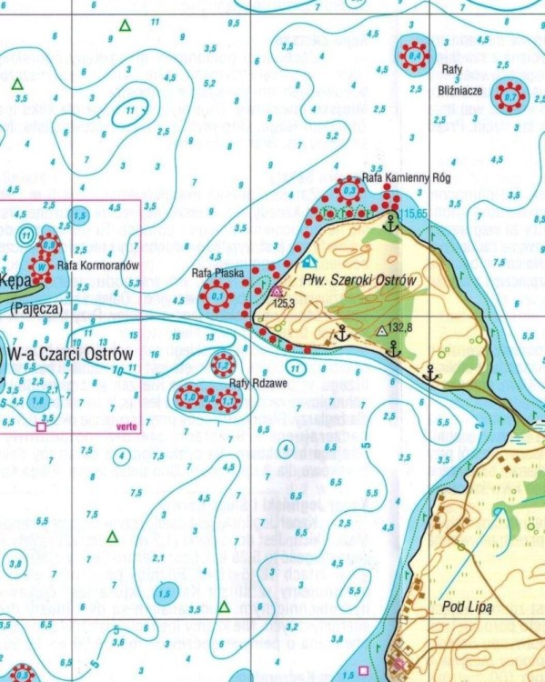 Jezioro Śniardwy 1:25 000. Wodoodporna mapa żeglarska. Fragment 1