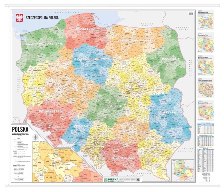 Polska 1:500 000. Mapa ścienna administracyjno-kodowa. Wersja STRONG