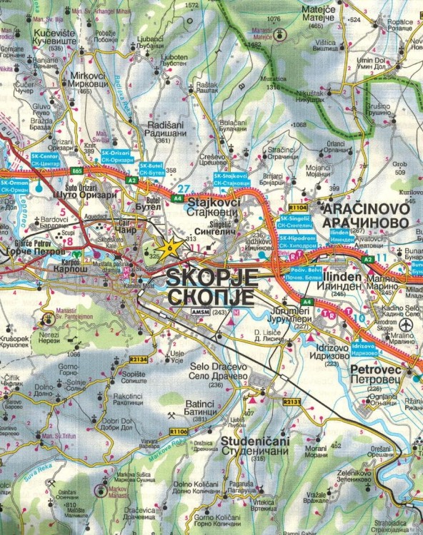 Macedonia Północna 1:200 000. Mapa samochodowo-turystyczna wydawnictwa Freytag & Berndt. Fragment 1