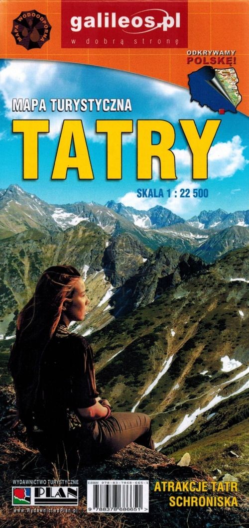 Tatry 1:22 500. Laminowana mapa turystyczna. Galileos