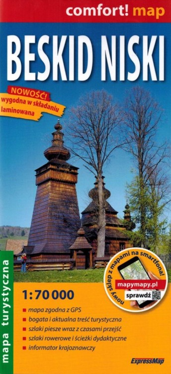 Beskid Niski 1:70 000. Laminowana mapa turystyczna wydawnictwa ExpressMap. Okładka