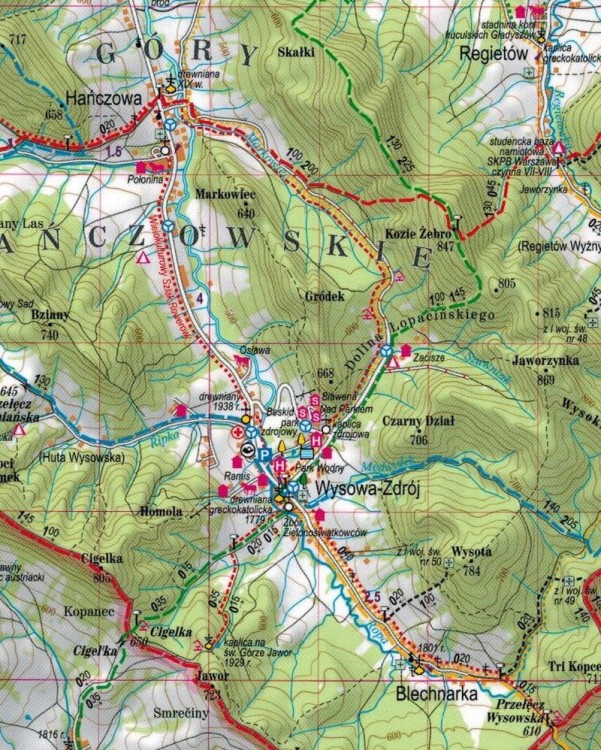 Beskid Niski 1:70 000. Laminowana mapa turystyczna wydawnictwa ExpressMap. Fragment 1