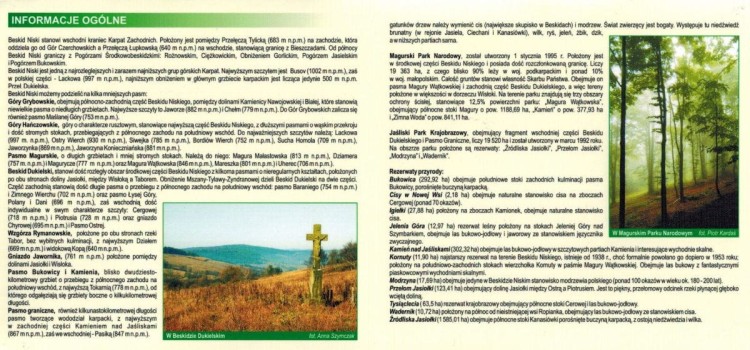 Beskid Niski 1:70 000. Laminowana mapa turystyczna wydawnictwa ExpressMap. Informator - fragment