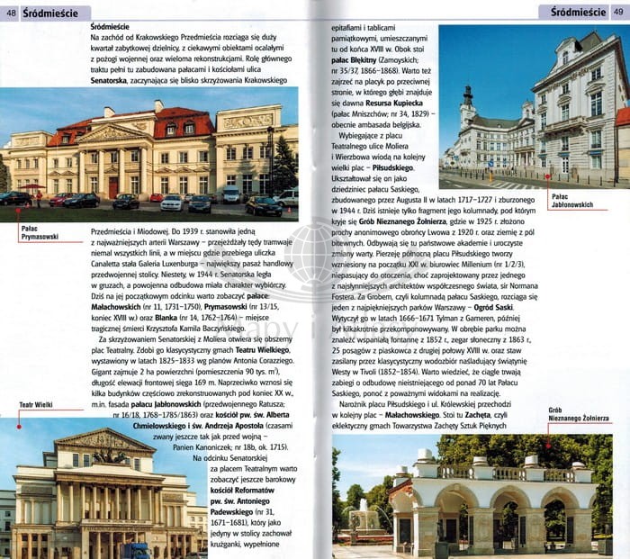 Warszawa. Przewodnik z mapą wydawnictwa Gauss. Przykładowe strony 2
