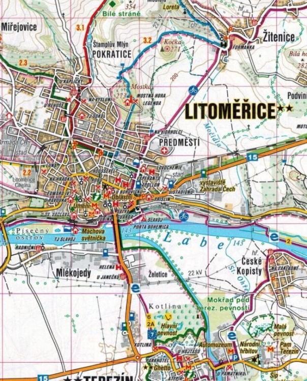 Melnicko, Kokorinsko, Litomericko. Mapa turystyczna 412 wydawnictwa Shocart. Fragment 1