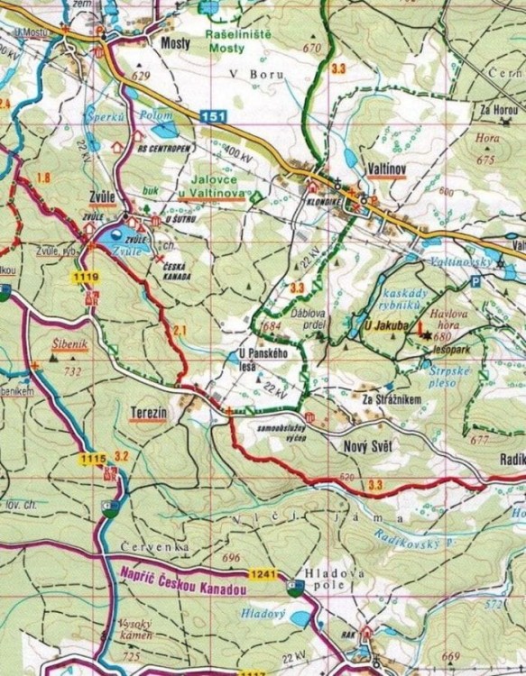 Czeska Kanada / Jindrichohradecko, Ceska Kanada. Mapa turystyczna 45 wydawnictwa Shocart. Fragment 2