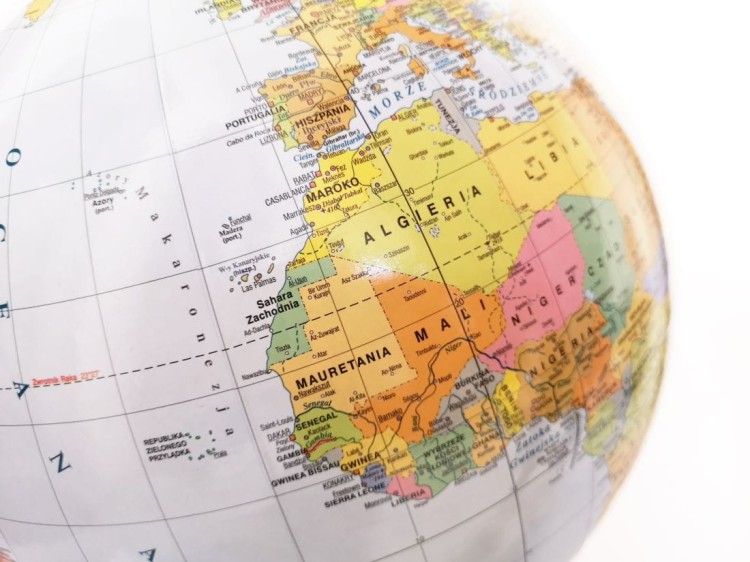 Globus polityczno-fizyczny 32 cm. Podświetlany. Plastikowa podstawa. Fragment 1