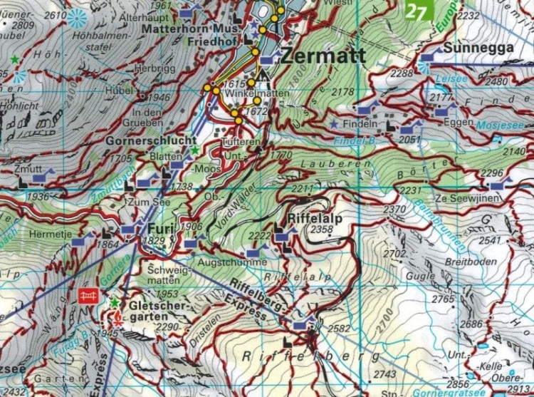 Zermatt, Saas-Fee i okolice. Wodoodporna mapa turystyczna 117 wydawnictwa Kompass. Fragment 1