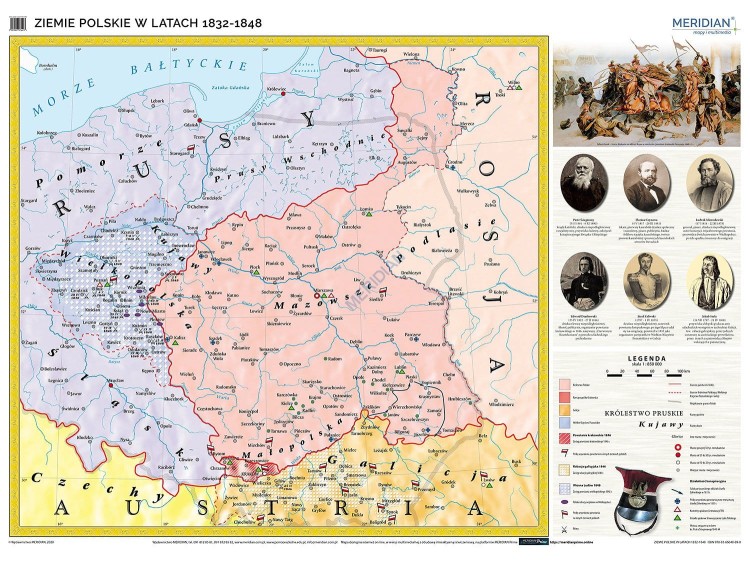 Ziemie polskie 1:850 000 w latach 1832-1848. Mapa ścienna wydawnictwa Meridian