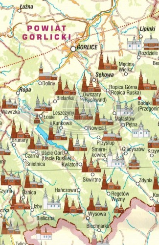 Zabytkowe cerkwie południowo-wschodniej Polski. Mapa krajoznawcza wydawnictwa Rewasz. Fragment 1