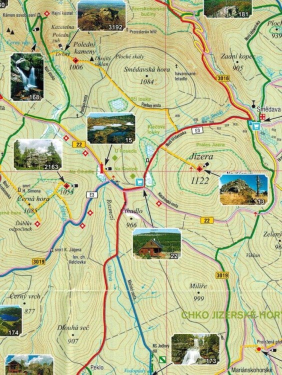 Góry Izerskie, Jested 1:50 000. Mapa atrakcji turystycznych 1. Fragment 1