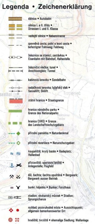 Luzicke Hory / Góry Łużyckie 1:50 000. Mapa atrakcji turystycznych 6. Legenda 1