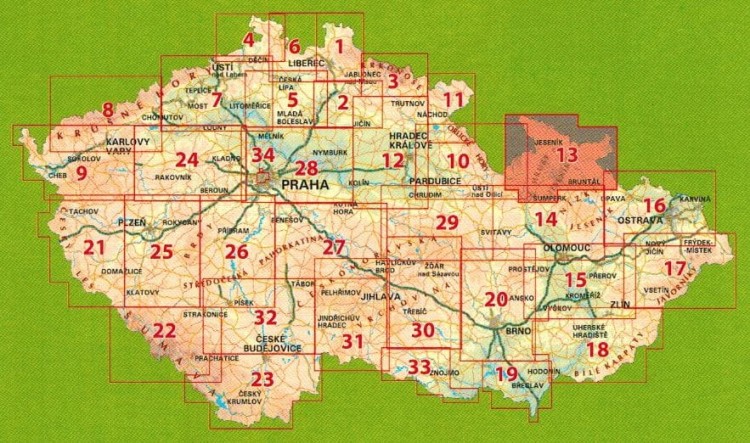 Jeseniky, Kralicky Sneznik / Jesioniki, Śnieżnik 1:80 000. Mapa atrakcji turystycznych 13. Zasięg