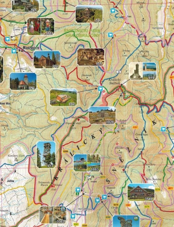 Jeseniky, Kralicky Sneznik / Jesioniki, Śnieżnik 1:80 000. Mapa atrakcji turystycznych 13. Fragment 2