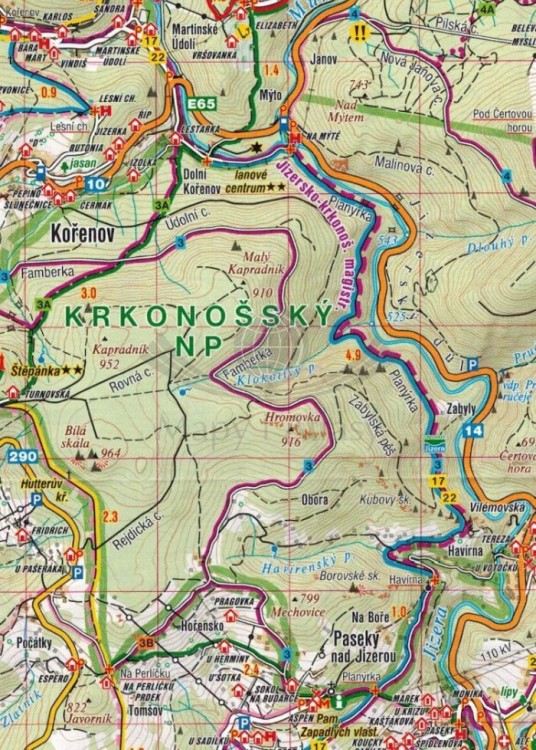 Karkonosze 1:40 000. Mapa turystyczna 424 wydawnictwa Shocart. Fragment 1