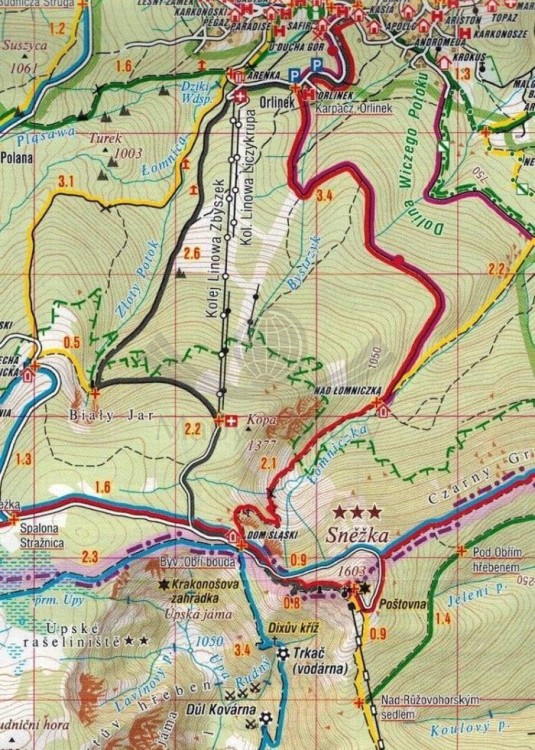 Karkonosze 1:40 000. Mapa turystyczna 424 wydawnictwa Shocart. Fragment 2