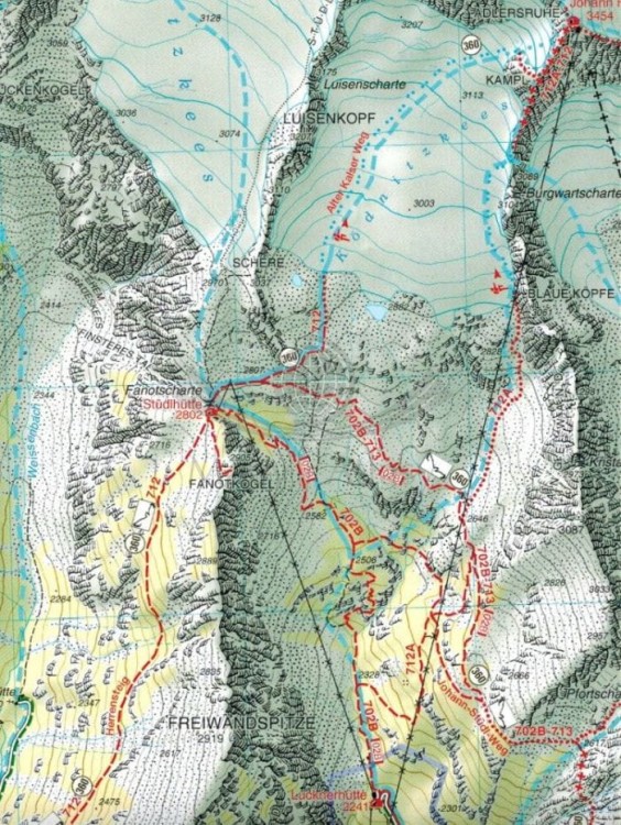Glocknergruppe 1:25 000. Matrei, Kals, Heiligenblut. Mapa turystyczna 076 wydawnictwa Tabacco. Fragment 1