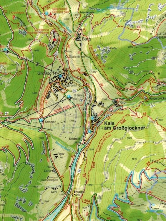 Glocknergruppe 1:25 000. Matrei, Kals, Heiligenblut. Mapa turystyczna 076 wydawnictwa Tabacco. Fragment 2