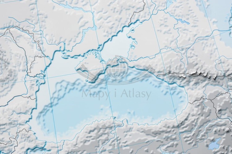 Europa 1:4 000 000. Mapa ścienna konturowa, hipsometryczna (ćwiczeniowa) wydawnictwa Meridian. Fragment 5