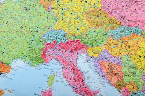 Europa 1:4 300 000. Mapa ścienna polityczno-drogowa wydawnictwa Maps International. Fragment 1