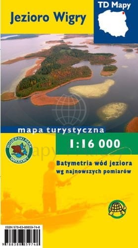 Jezioro Wigry 1:16 000. Mapa turystyczna, batymetryczna wydawnictwa Agencja TD. Okładka